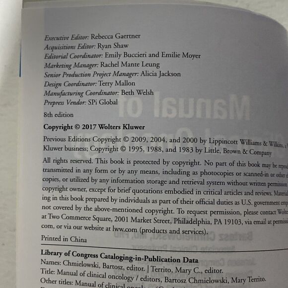 Manual of Clinical Oncology 8th Ed. by Chmielowski, Bartosz; Territo, Mary NEW - Picture 5 of 5